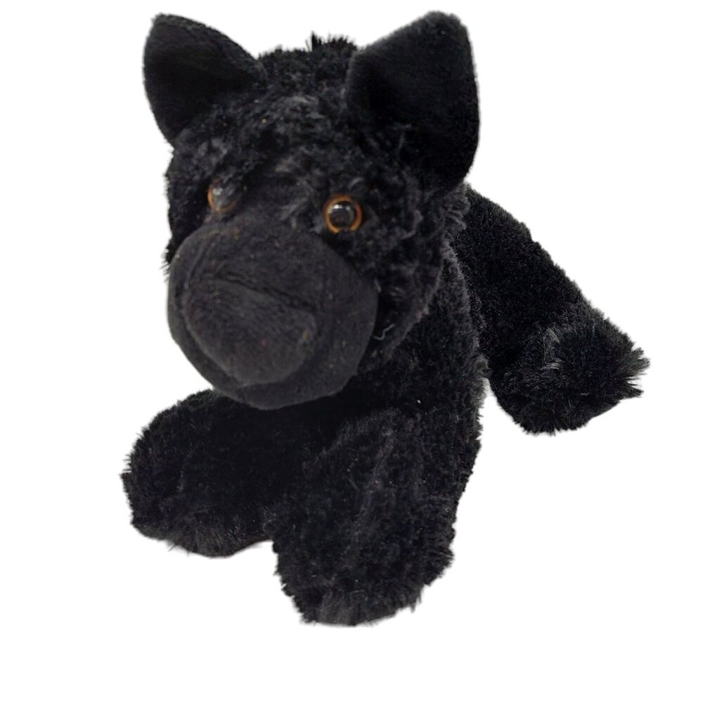 Happy Holidays Black Dog Plush Stuffed Animal Brown Eyes 10 Inch Novelty Inc